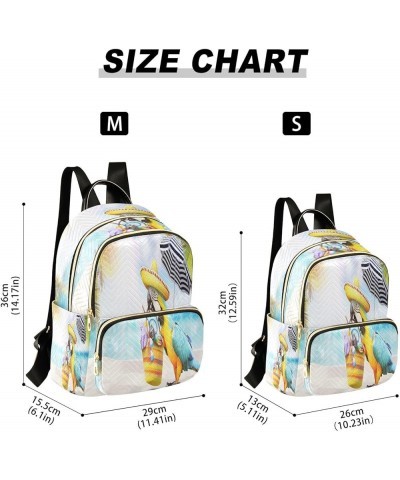 Backpack Purse for Women Funny Sandy Beach Parrot, Mini Fashion Backpack Summer Palm Leaves Lightweight Casual Daypack Should...