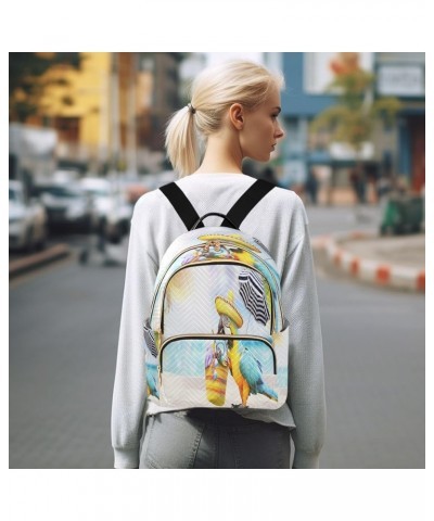 Backpack Purse for Women Funny Sandy Beach Parrot, Mini Fashion Backpack Summer Palm Leaves Lightweight Casual Daypack Should...