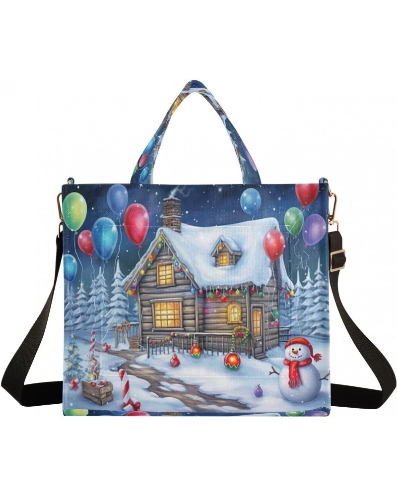 Christmas Snowman Landscape Crossbody Bag Women Corduroy Tote Bags Casual Shoulder Handbag Hobo Messenger Bag, S $12.45 Totes