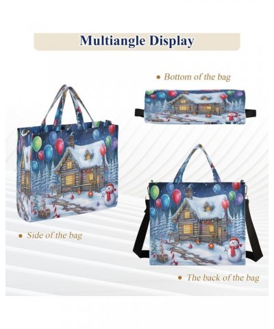 Christmas Snowman Landscape Crossbody Bag Women Corduroy Tote Bags Casual Shoulder Handbag Hobo Messenger Bag, S $12.45 Totes