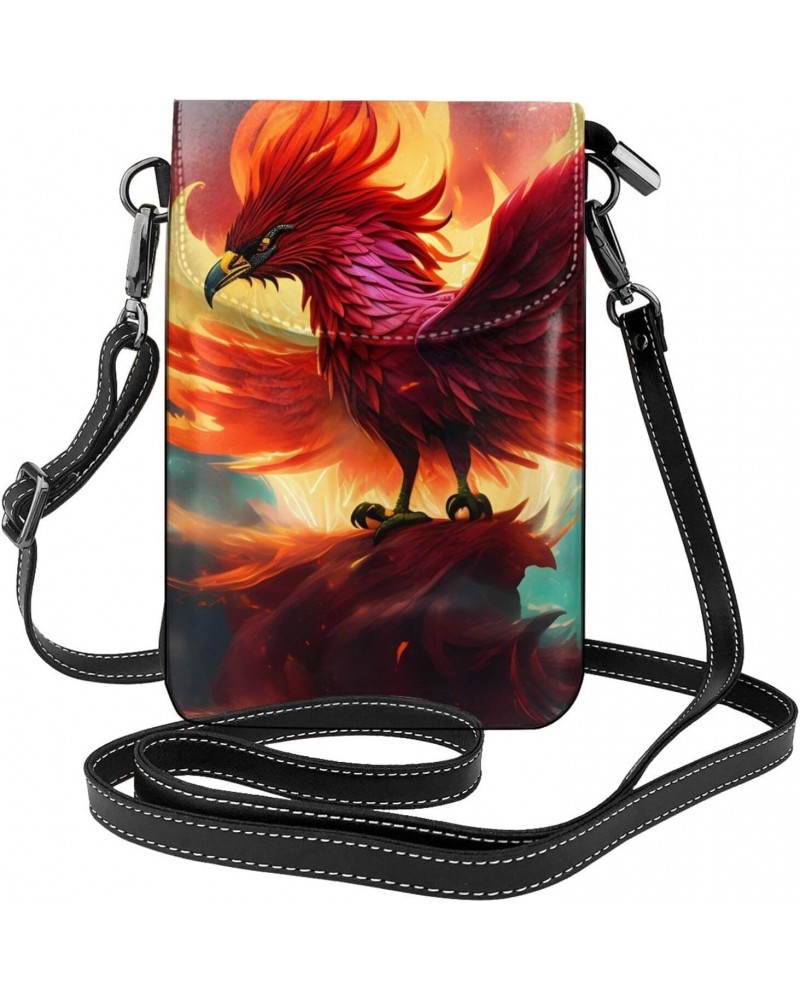 A Cartoon Phoenix Stylish Crossbody Bag,Synthetic Leather,Water-Resistant,Stain-Resistant,Soft Lining,7.6-Inch High,Protect Y...