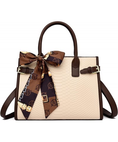 Women Snake Pattern Handbag Women Shoulder Bags Leather Crossbody Bag Large Handbags for Women Beige $43.34 Shoulder Bags