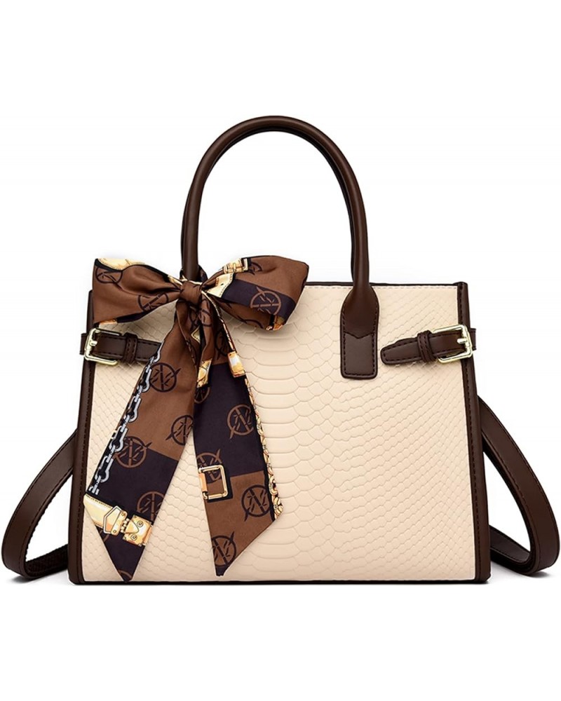 Women Snake Pattern Handbag Women Shoulder Bags Leather Crossbody Bag Large Handbags for Women Beige $43.34 Shoulder Bags