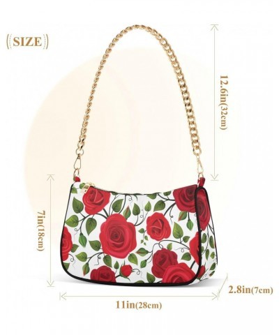 Pink Rose Flower Floral Red Rose Flower Floral Shoulder Bag Purse for Women Tote Handbag with Zipper Closure $15.80 Totes