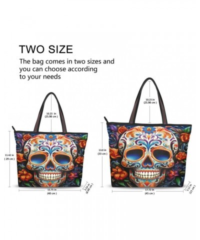 Women Tote Bags Flower Halloween Skull Top Handle Satchel Handbags Shoulder Bag for Shopping 20848691 $9.87 Satchels