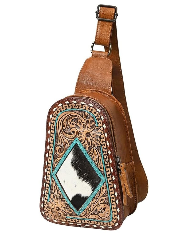 American Darling Sling Hand Tooled Genuine Leather Women Bag Western Handbag Purse Adbg1481e $44.77 Handbags