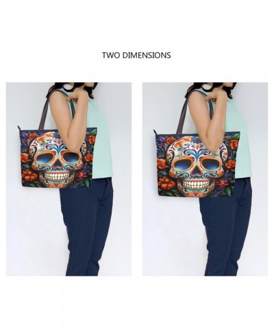 Women Tote Bags Flower Halloween Skull Top Handle Satchel Handbags Shoulder Bag for Shopping 20848691 $9.87 Satchels