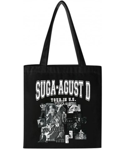 KPOP Bangtan Boys SUGA Solo Album D-Day Letter Poster Printing Canvas Bag August D Fashion Zipper Tote Bag Shoulder Bag Suga ...