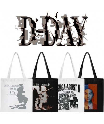 KPOP Bangtan Boys SUGA Solo Album D-Day Letter Poster Printing Canvas Bag August D Fashion Zipper Tote Bag Shoulder Bag Suga ...