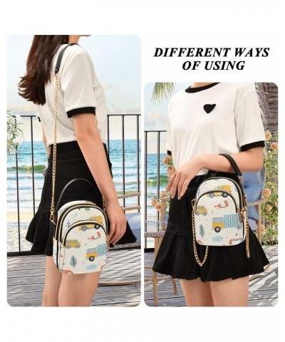 Cartoon Various Transportation Women's Crossbody Handbags with Zipper, Casual Leather Cell Phone Purse Crossbody Bags for Lad...