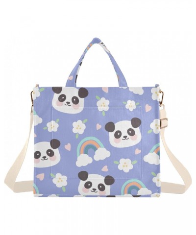 Panda Bear Face Corduroy Handbag - Fashionable, Unique, and Versatile Shoulder Bag Beige straps $14.33 Shoulder Bags