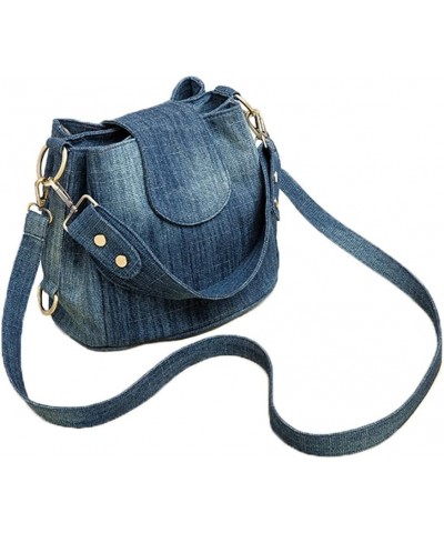 Casual Denim Bucket Shoulder Handbag Women Crossbody Bags Large Capacity Female Tote Vintage Canvas Purse Bag Dark Blue $20.6...