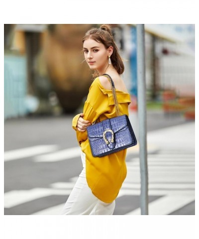 Crossbody Bags for Women - Snake Printed Clutch Purses Leather Chain Shoulder Bags Evening Handbags Small Bright Blue $18.47 ...