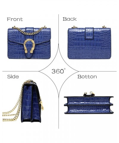 Crossbody Bags for Women - Snake Printed Clutch Purses Leather Chain Shoulder Bags Evening Handbags Small Bright Blue $18.47 ...