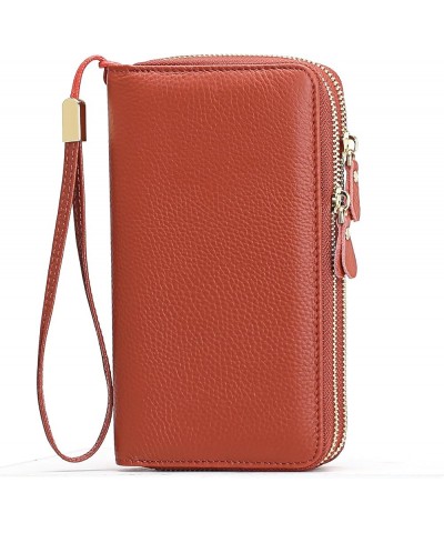 Women Leather Wallets RFID Blocking Clutch Card Holder Ladies Purse with Zipper Pocket 4-nature-reddish Brown $16.46 Wallets