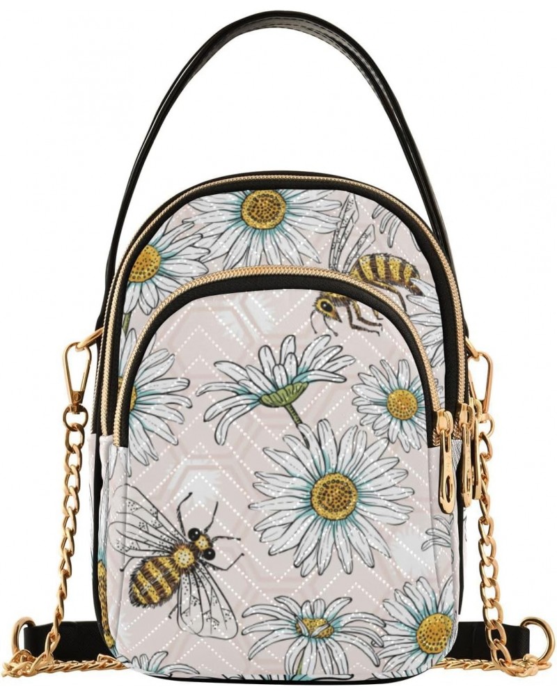 Insect Cell Phone Purse Bee Daisy Fantasy Honeycomb Crossbody Handbag Durable Shoulder Bag Sturdy Travel Pouch Compact Chic B...