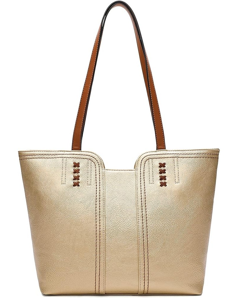 Tote Bag for Women Top Handle Satchel Purse Oversized Shoulder Handbag Hobo Bags Light Gold $15.40 Hobo Bags