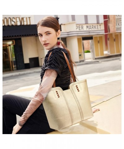 Tote Bag for Women Top Handle Satchel Purse Oversized Shoulder Handbag Hobo Bags Light Gold $15.40 Hobo Bags