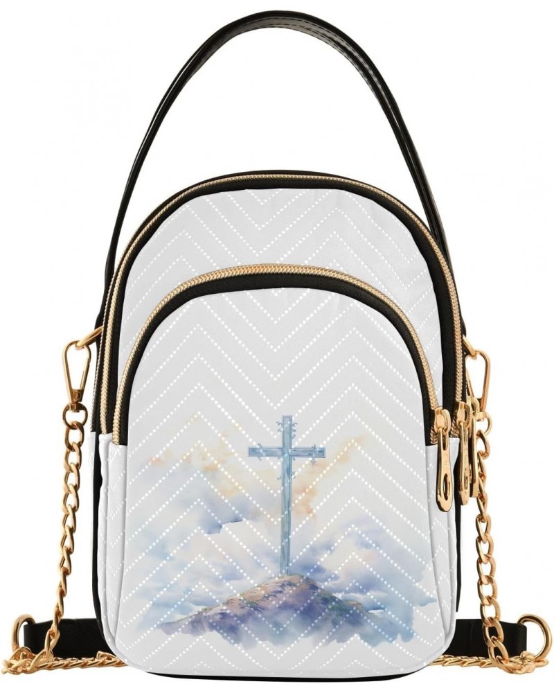 Retro Cross with Sky Women's Crossbody Handbags with Zipper, Casual Leather Cell Phone Purse Crossbody Bags for Ladies $14.29...