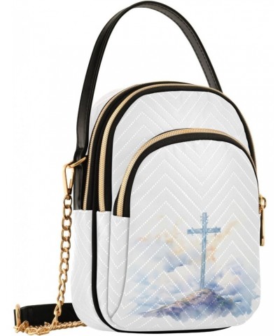 Retro Cross with Sky Women's Crossbody Handbags with Zipper, Casual Leather Cell Phone Purse Crossbody Bags for Ladies $14.29...