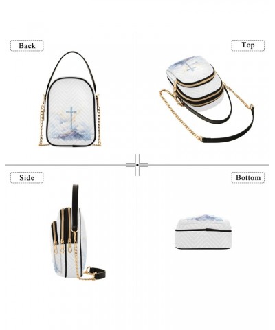 Retro Cross with Sky Women's Crossbody Handbags with Zipper, Casual Leather Cell Phone Purse Crossbody Bags for Ladies $14.29...