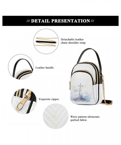 Retro Cross with Sky Women's Crossbody Handbags with Zipper, Casual Leather Cell Phone Purse Crossbody Bags for Ladies $14.29...