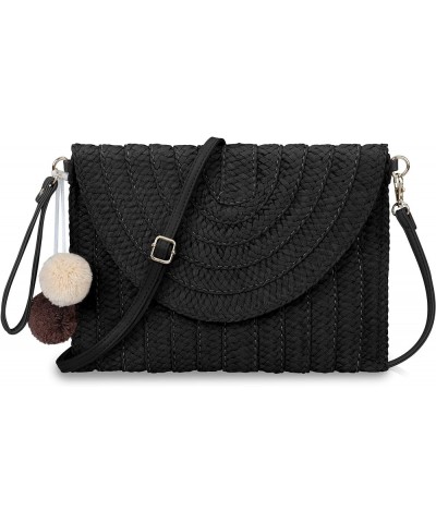 Straw Shoulder Bag Straw Crossbody Bag Straw Clutch Straw Shoulder Bag Casual Beach Straw Handmade Bag for Women Black $8.40 ...