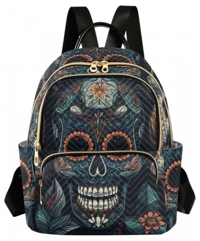 Women's Small Fashion Backpack Three Mexican Skulls Print Ladies Travel Daypack Aesthetic Shoulder Bag 11.4×6.1×14.1 IN $17.5...