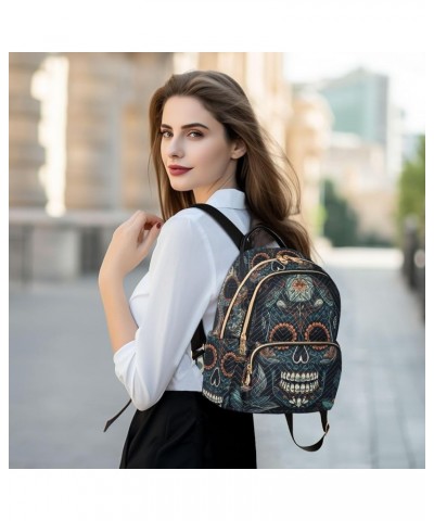 Women's Small Fashion Backpack Three Mexican Skulls Print Ladies Travel Daypack Aesthetic Shoulder Bag 11.4×6.1×14.1 IN $17.5...