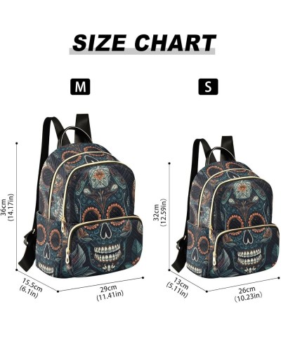 Women's Small Fashion Backpack Three Mexican Skulls Print Ladies Travel Daypack Aesthetic Shoulder Bag 11.4×6.1×14.1 IN $17.5...