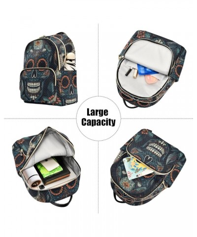 Women's Small Fashion Backpack Three Mexican Skulls Print Ladies Travel Daypack Aesthetic Shoulder Bag 11.4×6.1×14.1 IN $17.5...