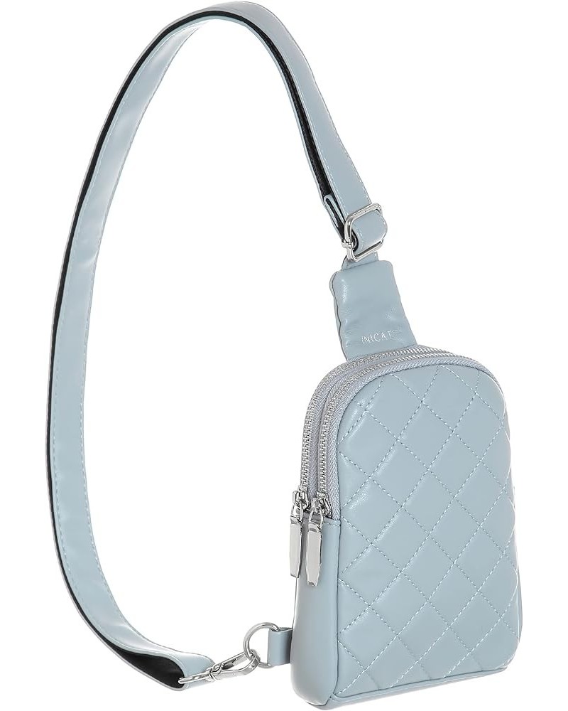 Small Sling Bag,Fanny Packs Purse Vegan Leather Crossbody Bags for Women,Gifts for Her Style01-grid Pattern-blue $12.55 Trave...