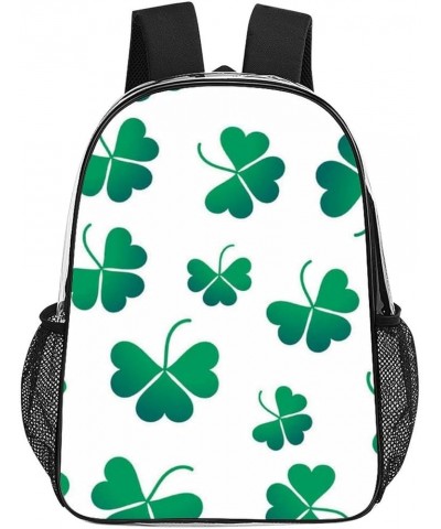 Clear Backpack Compatible with St Patricks Day Green Shamrock Clover Grass White - Large Clear Backpack Heavy Duty Transparen...