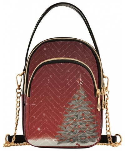 Christmas Tree Red Back Crossbody Sling Bags for Women, Compact Fashion Handbag with Chain Strap Top handle for Evening Party...