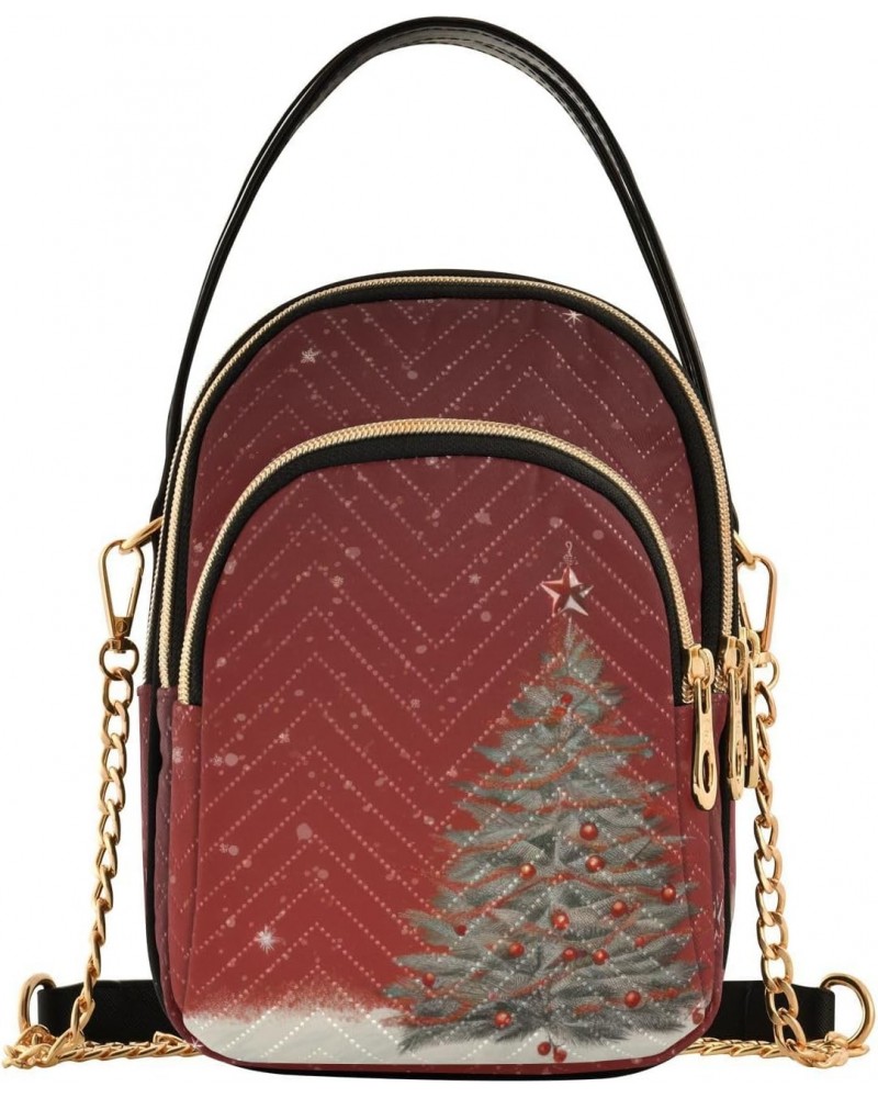 Christmas Tree Red Back Crossbody Sling Bags for Women, Compact Fashion Handbag with Chain Strap Top handle for Evening Party...