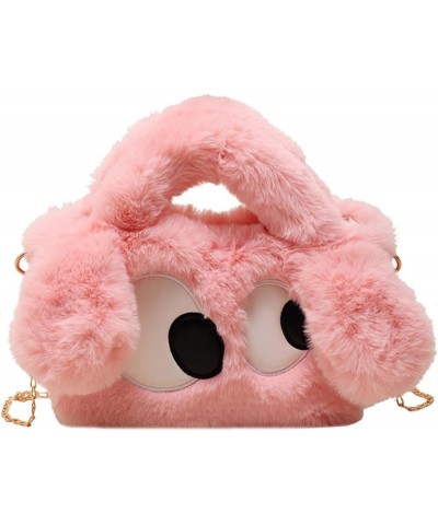 Furry bag women's bag simple fashion portable shoulder messenger bag cute big eyes plush White $22.81 Totes