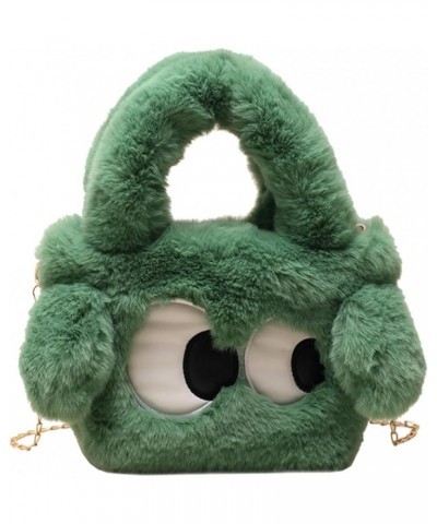 Furry bag women's bag simple fashion portable shoulder messenger bag cute big eyes plush White $22.81 Totes