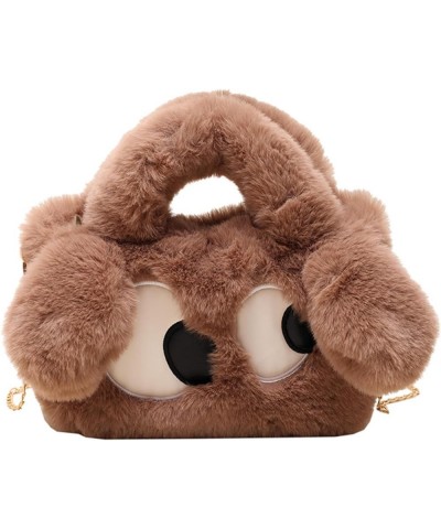 Furry bag women's bag simple fashion portable shoulder messenger bag cute big eyes plush White $22.81 Totes