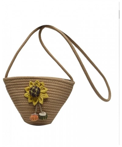 Women's Handwoven Shoulder Messenger Bag, Summer Flowers Braided Beach Vacation Bag Brown $18.36 Shoulder Bags