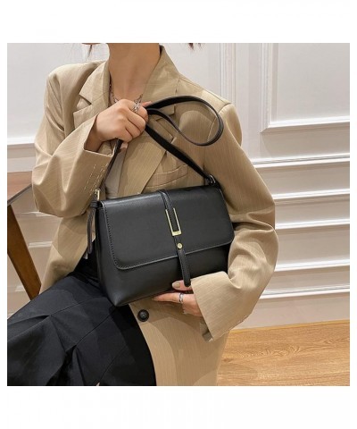 Fashion Classic Retro Casual Flap Top Crossbody Bags for Women Simple Vegan Leather Shoulder Bag Commuter Bag Black $18.86 Sh...