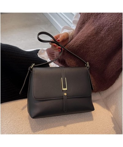 Fashion Classic Retro Casual Flap Top Crossbody Bags for Women Simple Vegan Leather Shoulder Bag Commuter Bag Black $18.86 Sh...