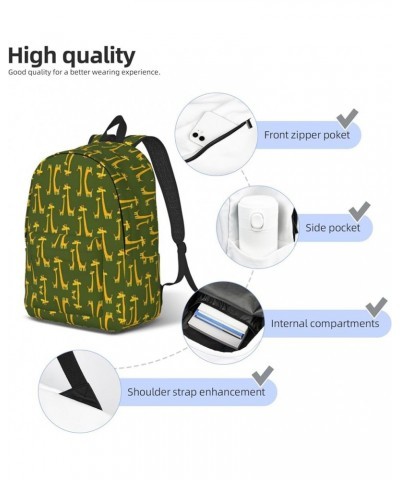 Cartoon Giraffe Print Casual Double Shoulder Daypack,Anti-Theft Travel Canvas Backpack For Men And Women Black Small $18.20 B...