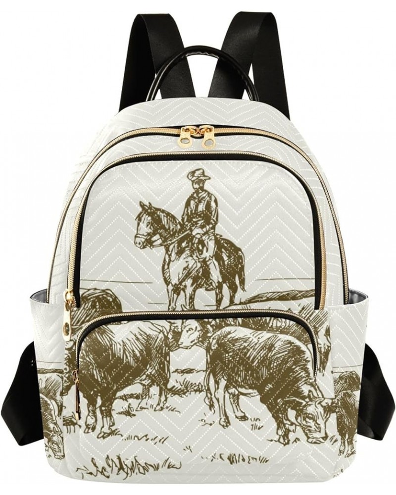 Cattle Cow Western Cowboy Backpack for Women Shoulder Bag Lightweight Small Backpack Casual Daypack for Travel Small(11.41'' ...