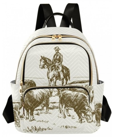 Cattle Cow Western Cowboy Backpack for Women Shoulder Bag Lightweight Small Backpack Casual Daypack for Travel Small(11.41'' ...