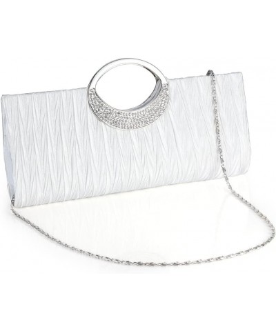 Crystal Handle Evening Bag Fashion Rhinestone Clutch Purse Wedding Party Prom Handbag White White $26.59 Evening Bags