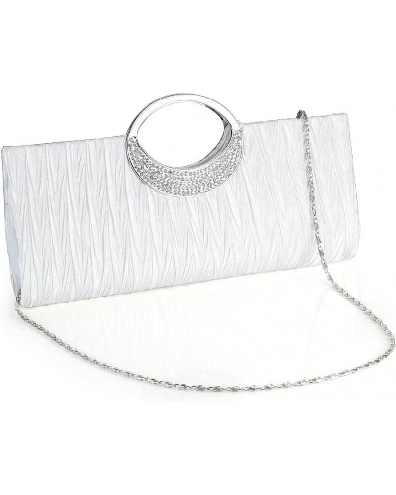 Crystal Handle Evening Bag Fashion Rhinestone Clutch Purse Wedding Party Prom Handbag White White $26.59 Evening Bags