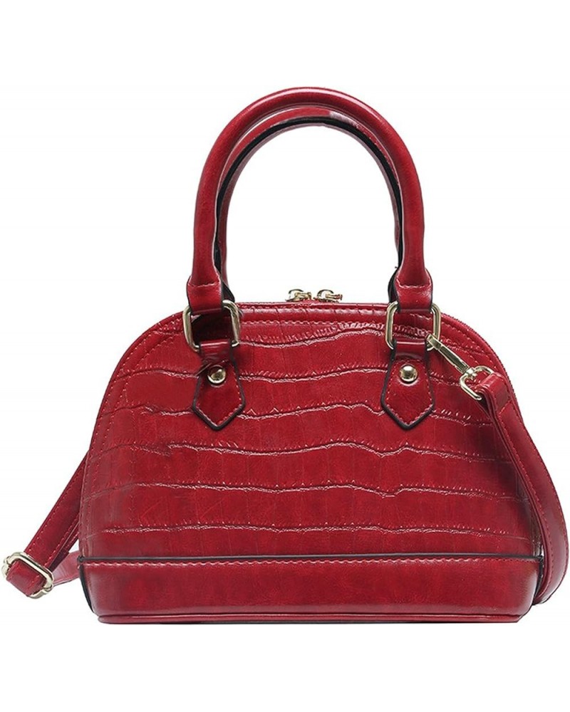 Patent Leather Top Handle Tote Bag Mini Zip Around Dome Shoulder Bag Shell Shape Cross Body Handbag Purse Satchel A-red $18.5...