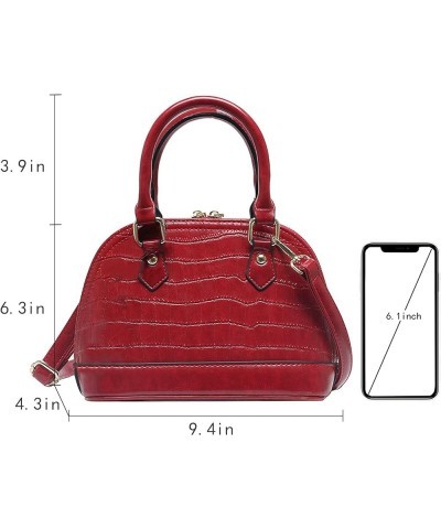 Patent Leather Top Handle Tote Bag Mini Zip Around Dome Shoulder Bag Shell Shape Cross Body Handbag Purse Satchel A-red $18.5...