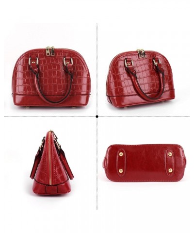 Patent Leather Top Handle Tote Bag Mini Zip Around Dome Shoulder Bag Shell Shape Cross Body Handbag Purse Satchel A-red $18.5...