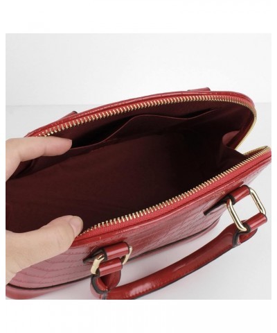 Patent Leather Top Handle Tote Bag Mini Zip Around Dome Shoulder Bag Shell Shape Cross Body Handbag Purse Satchel A-red $18.5...